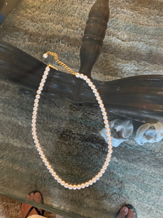 No brand Jewelry - Freshwater Pearl Necklace with Gold Chain Accent - White